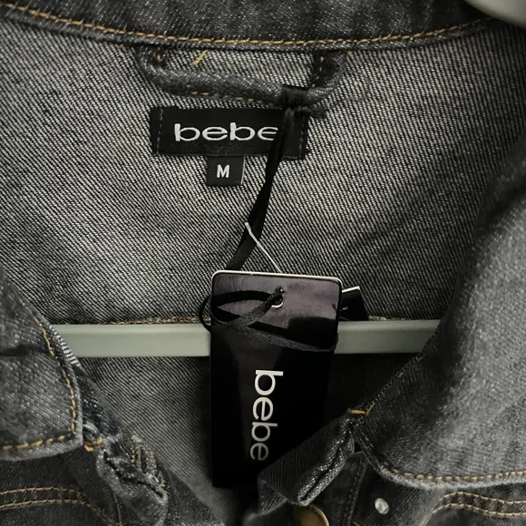 Bebe Black Jean Jacket with Stud Accents - Picture 10 of 10